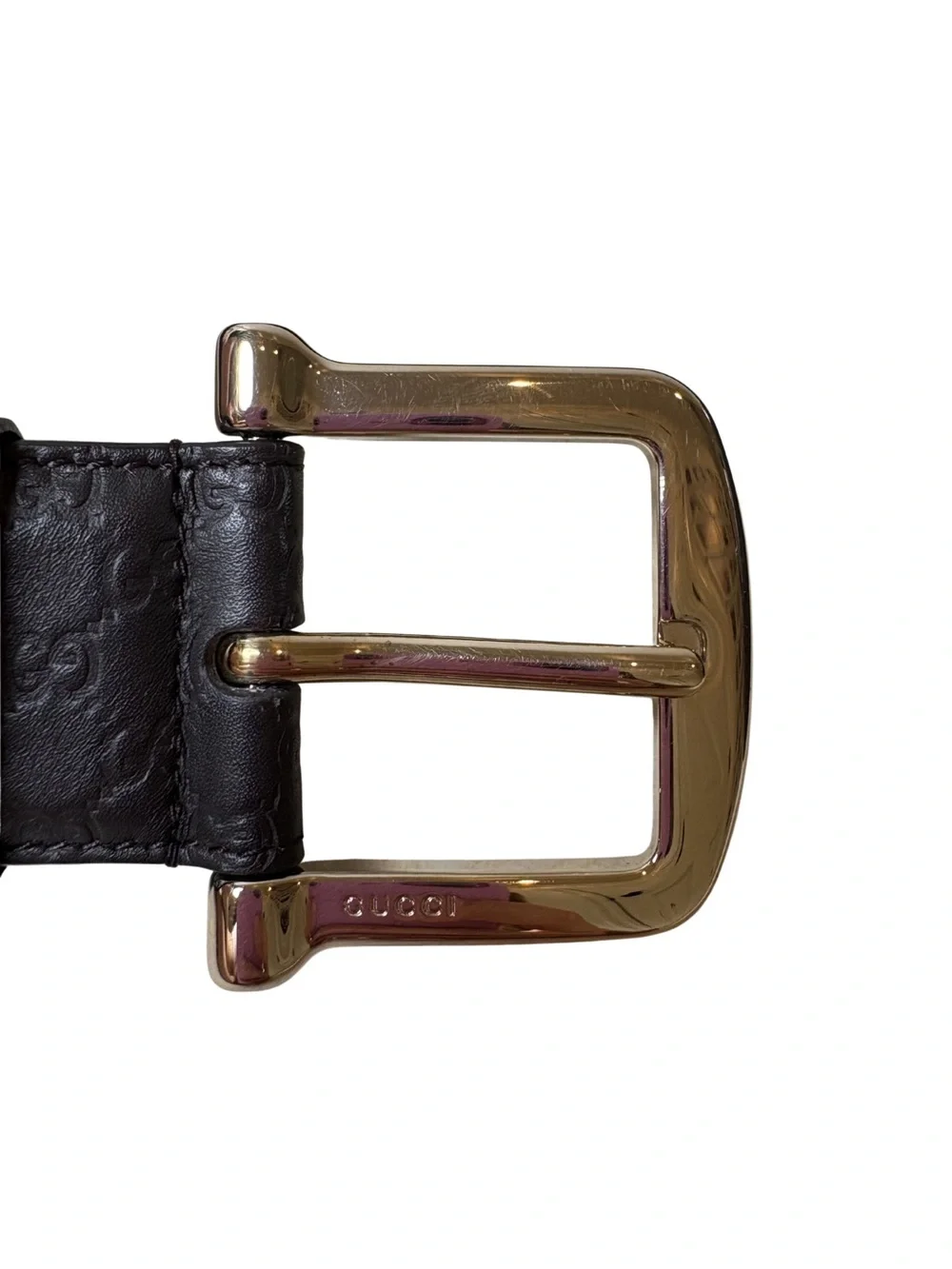 Gucci Black Leather Men's Belt with Gold-Tone Buckle
